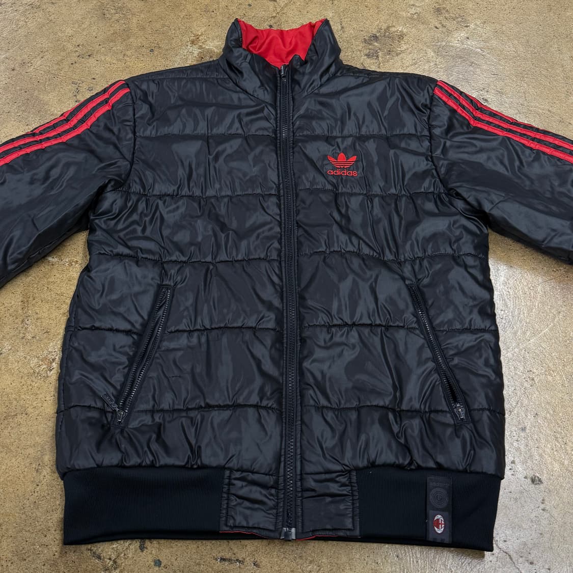 [정품/95] 아디다스 AC밀란 트랙 자켓 레드 블랙 양면 패딩 b16 상품이미지8