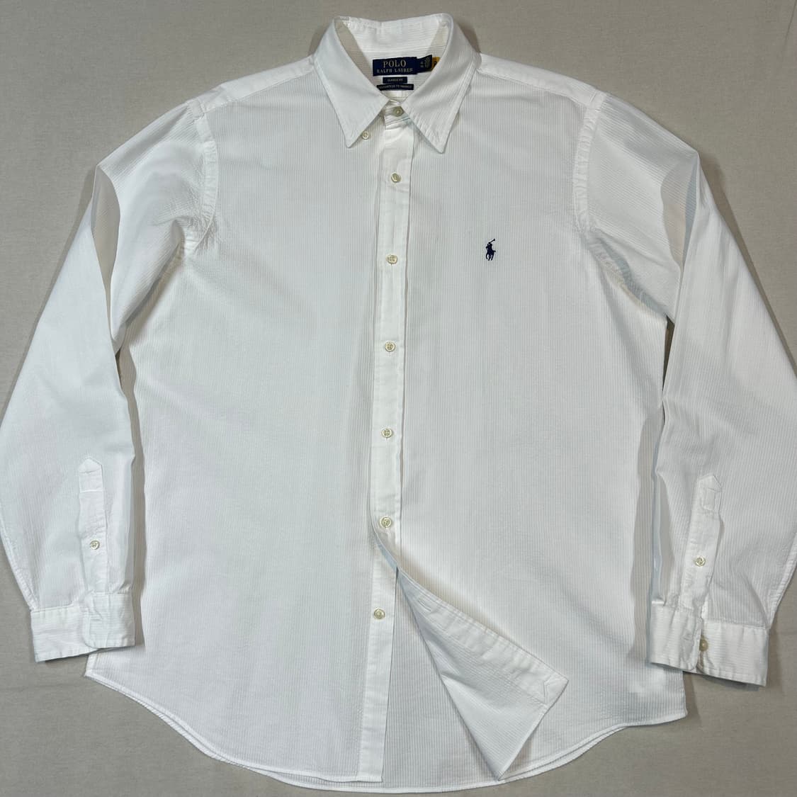 XL) 폴로 랄프로렌 클래식핏 화이트 시어서커 린넨 셔츠 상품이미지2