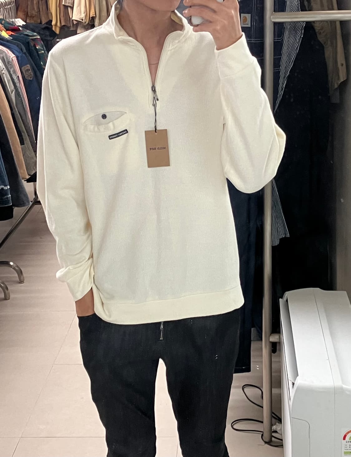 Y’saccs 요지야마모토 화이트 하프집업 스웨트셔츠 XL 상품이미지6