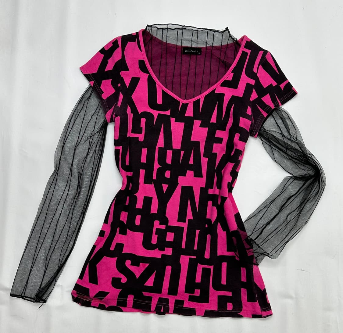 🎸데코라 핫핑크 코디세트🎸 오네갸루 시스루 미니 스커트 레이어드 상품이미지5