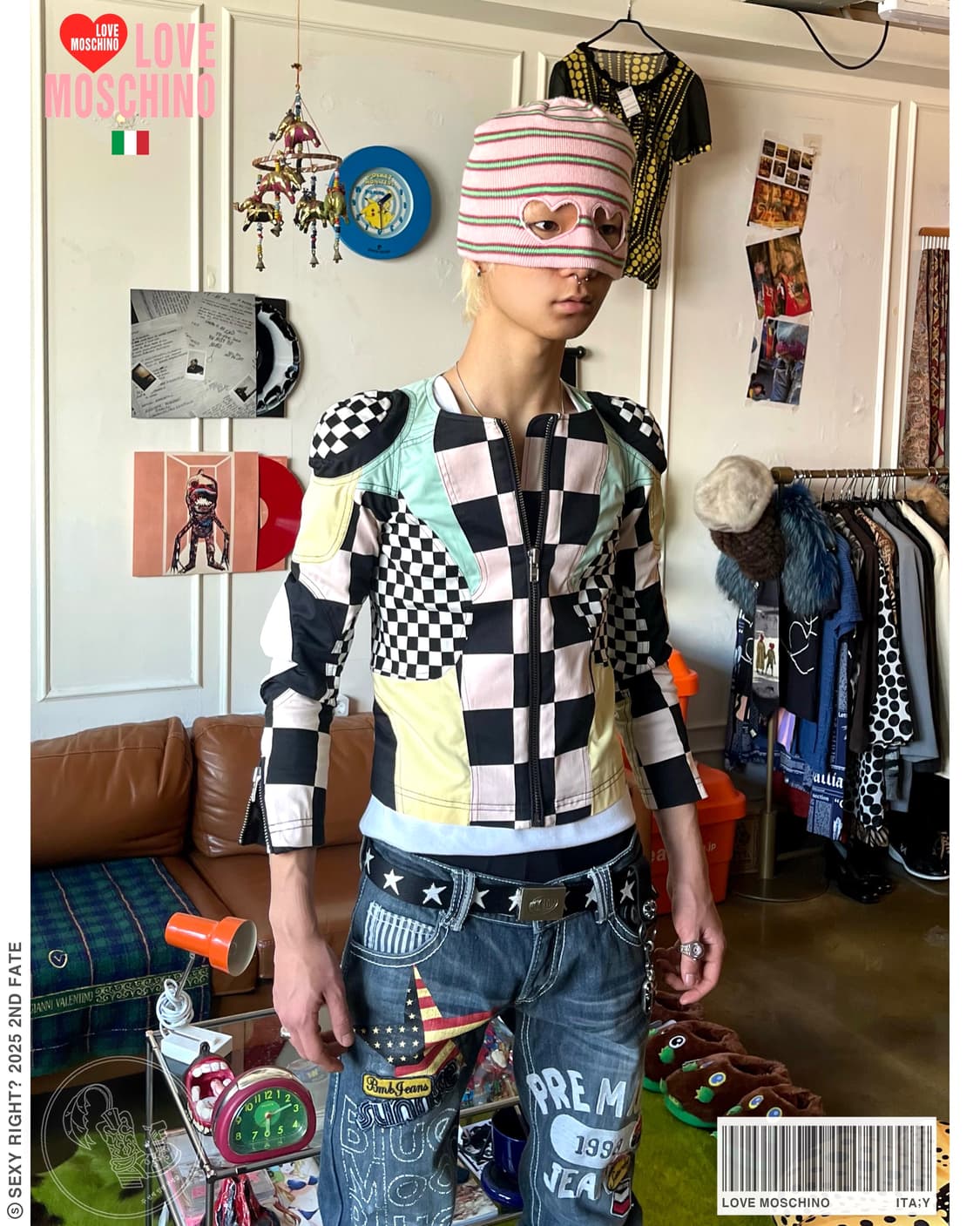 Love MOSCHINO Checker Board Biker Jacket 상품이미지1