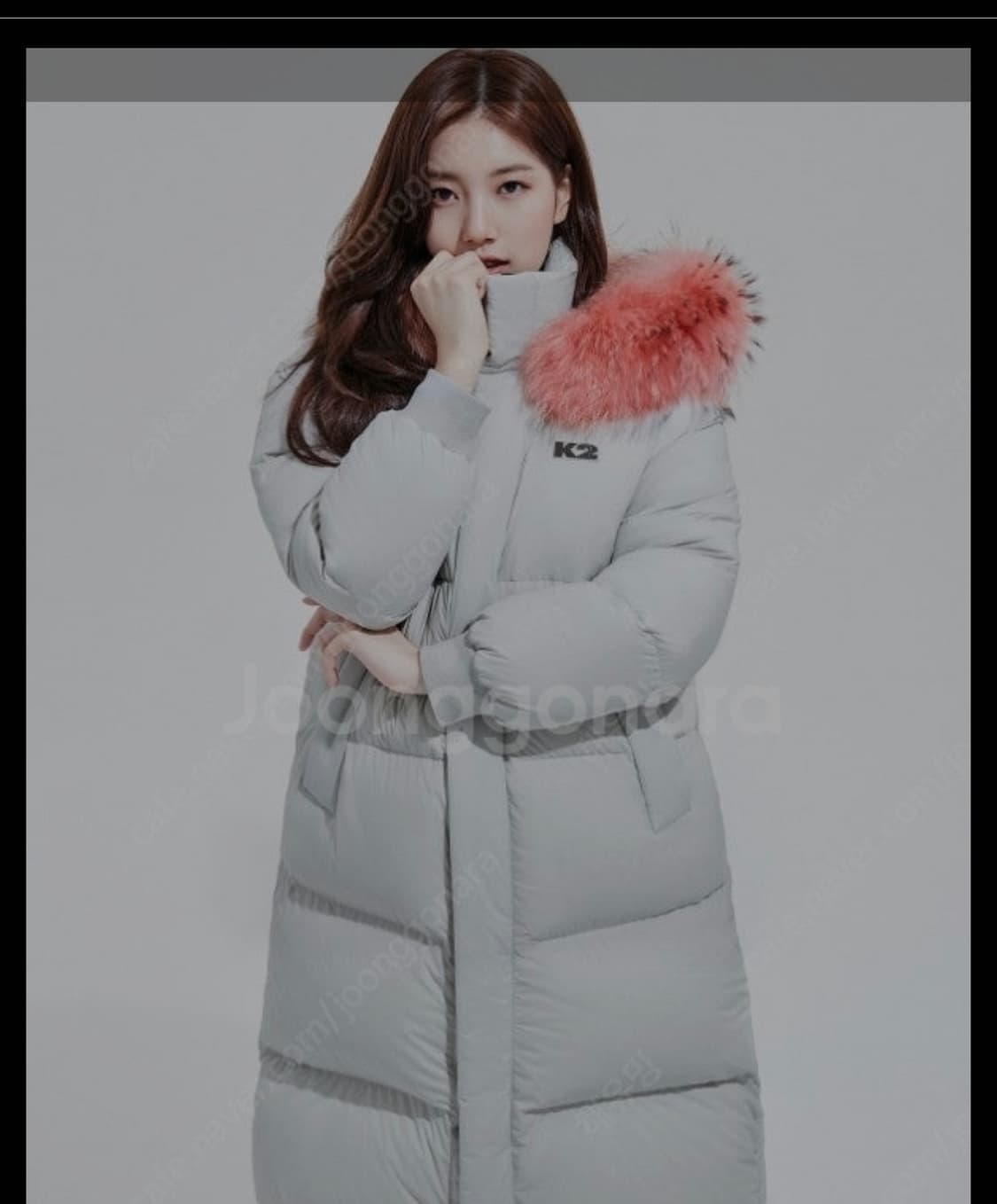 K2 아그네스 수지여성 롱패딩 폭스퍼 후드 밝은그레이 105 상품이미지1