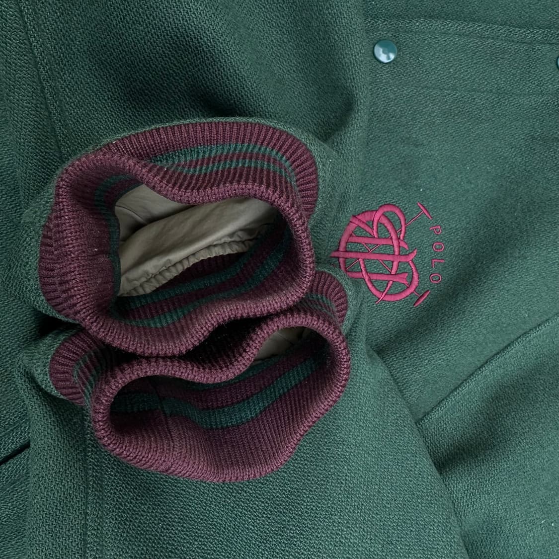 90s 폴로 랄프로렌 자수 울 바시티 자켓 올드스쿨 점퍼 L XL 상품이미지3