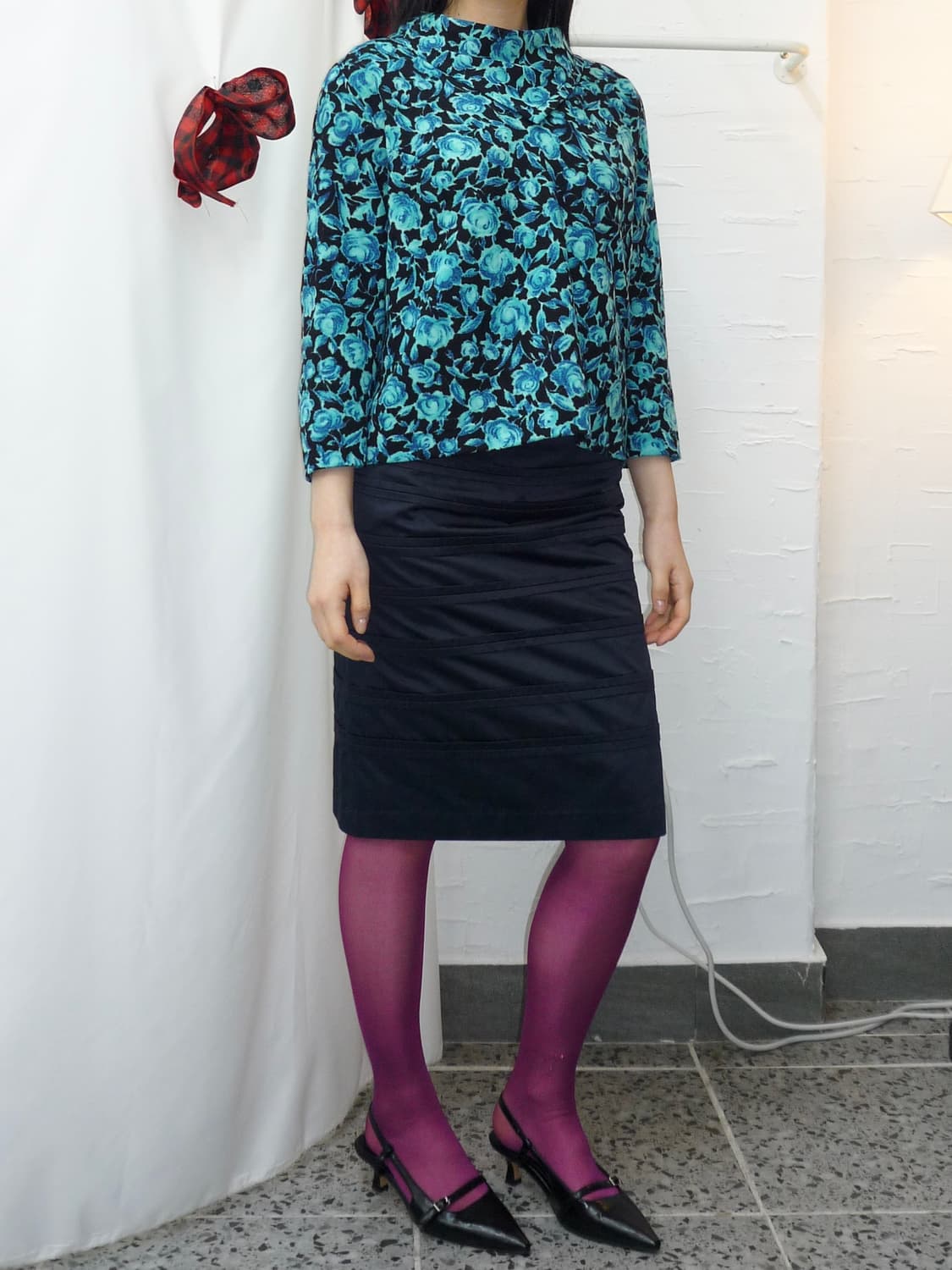 navy satin midi skirt 상품이미지5