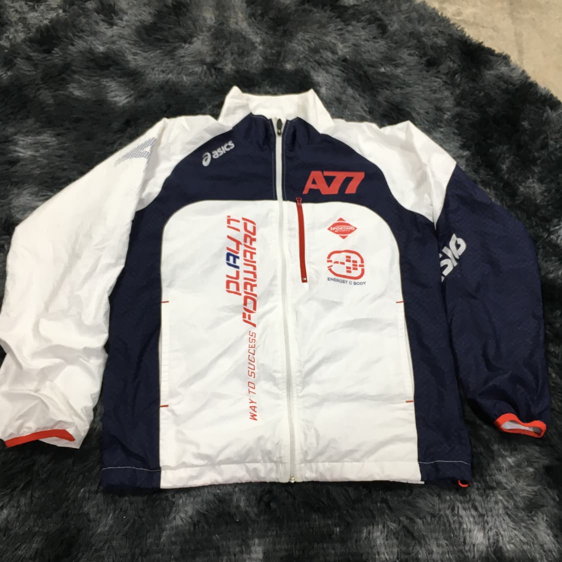 투티/A4 아식스 A77 JASPO M 바람막이 화이트 블랙 상품이미지1
