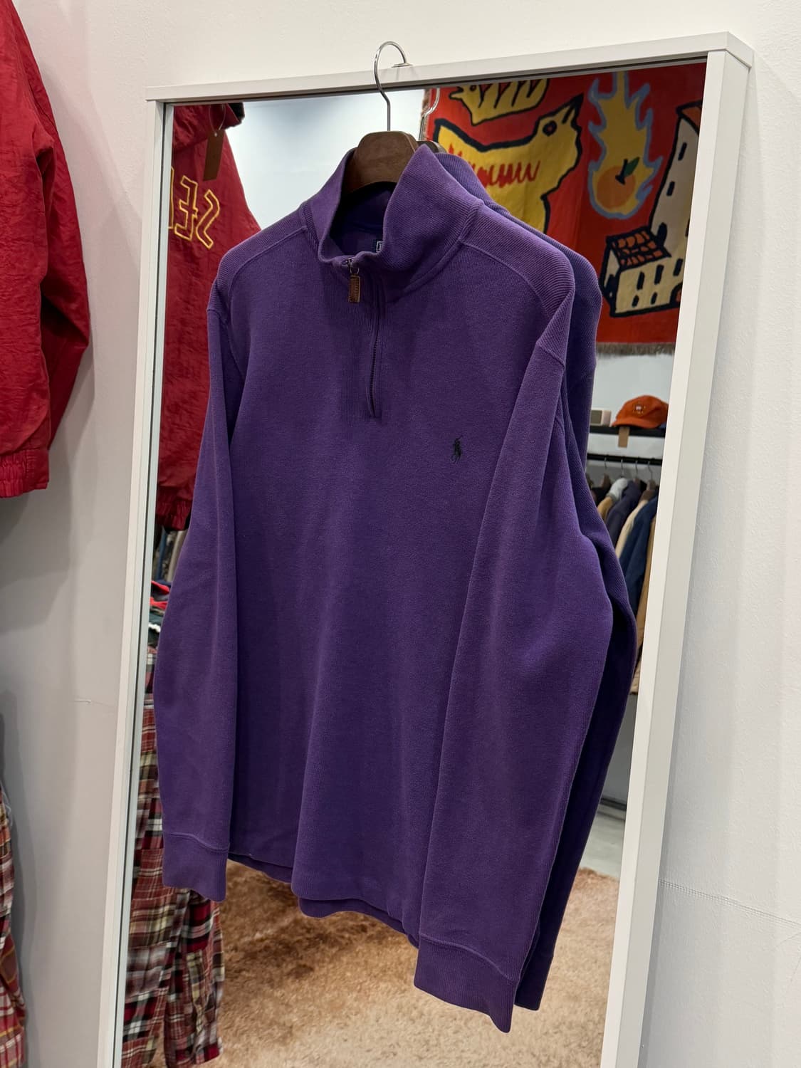 90s Polo RL 폴로 랄프로렌 하프넥 쿼터집업 니트 (purple) 상품이미지1