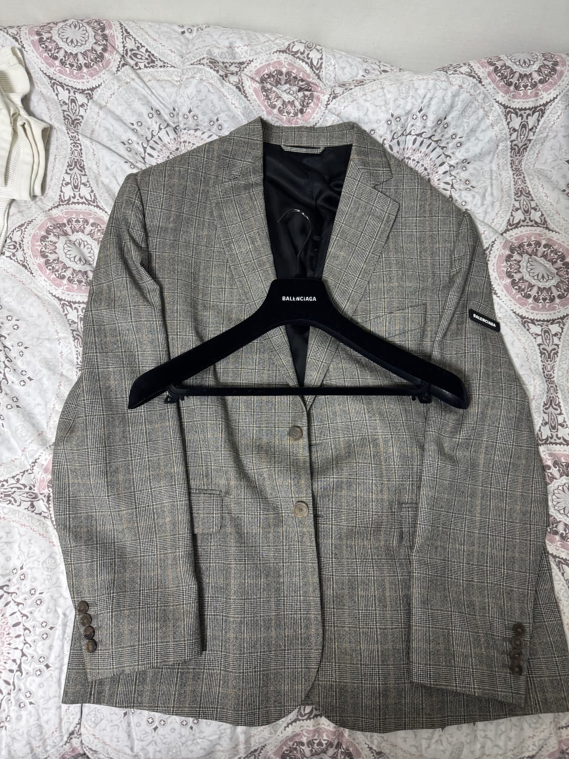 정품 발렌시아가 로고 워시드 체크 블레이저 자켓 상품이미지1