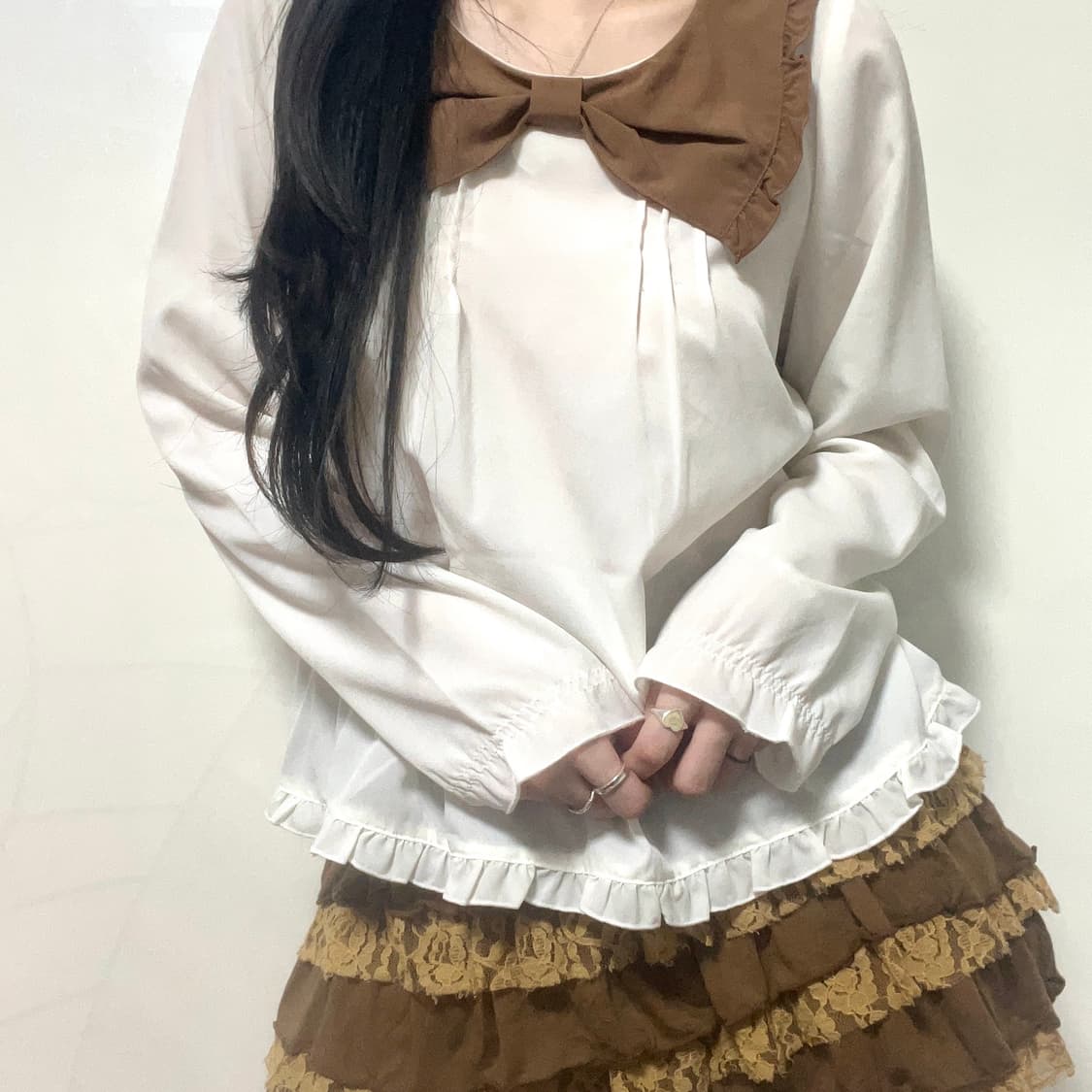 아마벨 라떼갸루 히메갸루 리본 블라우스 로걀탑 리즈리사빈티지엑시즈팜로리타 상품이미지1