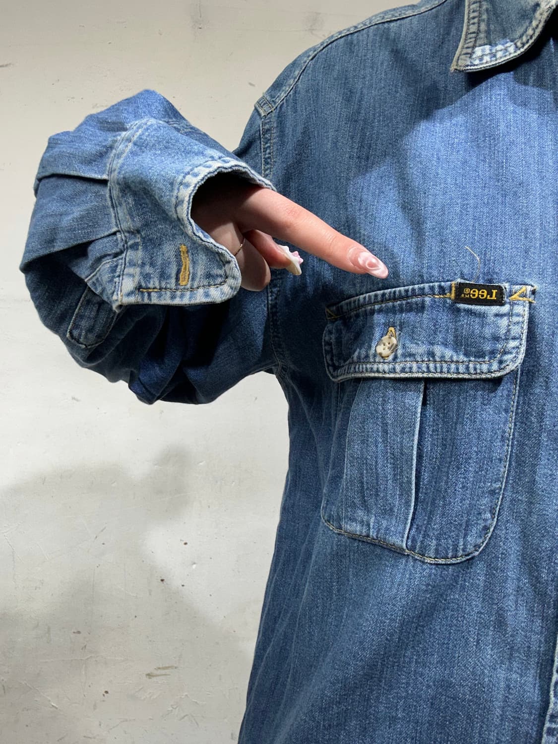 리 데님 워크 셔츠 오버핏 청 셔츠 L 상품이미지4