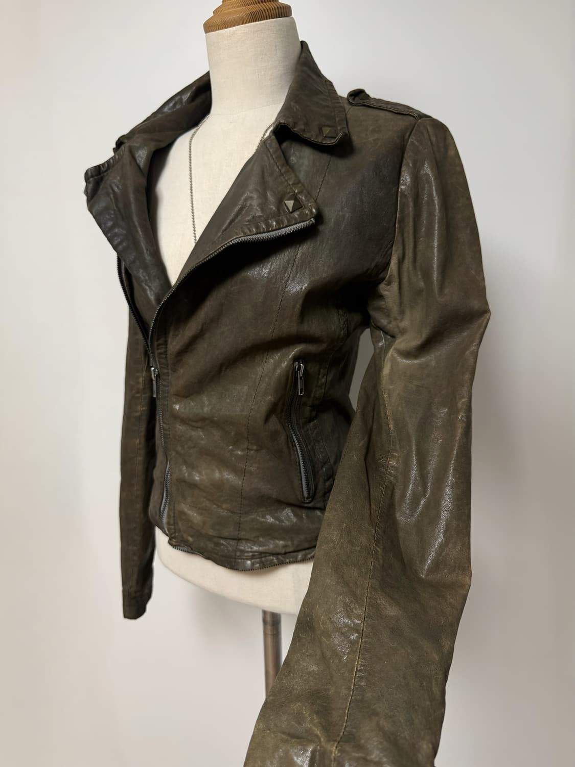 스터드 카키 브라운 자켓 상품이미지2