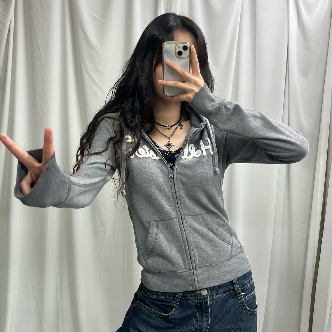 Hollister gray hood zip-up 상품이미지1