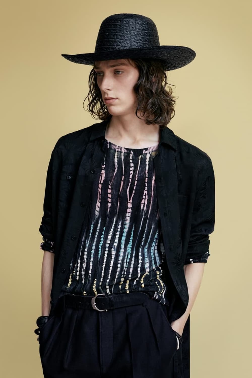 [BTS 지민님 착용] 생로랑 21ss 자카드 팜 리프 실크 셔츠 상품이미지1