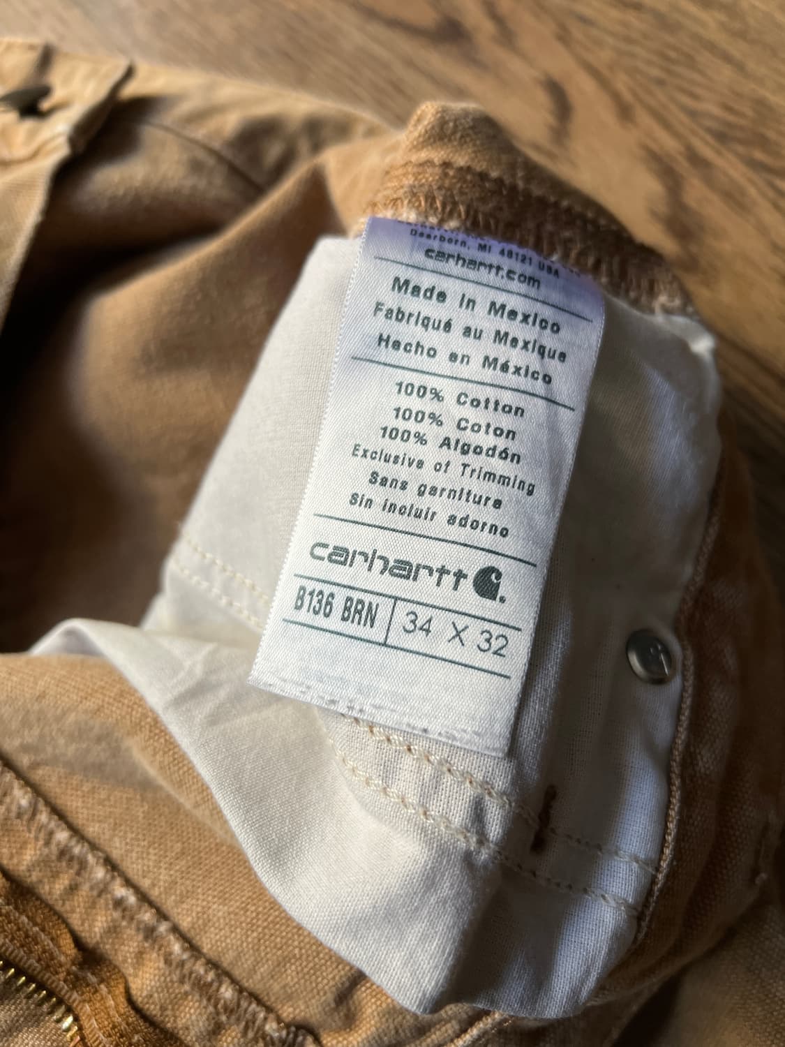 [34]칼하트 USA 더티워싱 브라운 더블니 워크 팬츠 상품이미지4