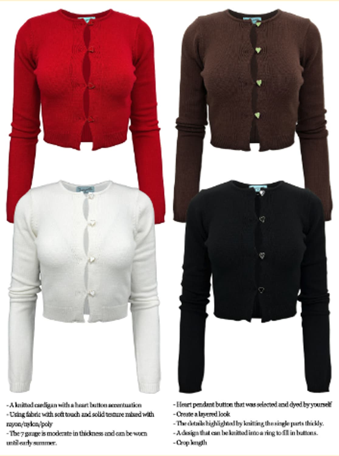 Palejade 페일제이드 하트 니트가디건 [블랙] 상품이미지3