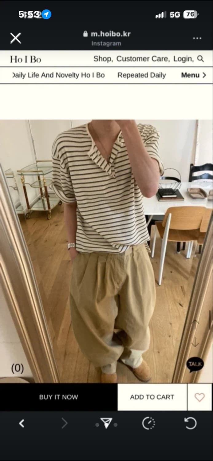 호아이보 스트라이프 헨리넥 상품이미지3