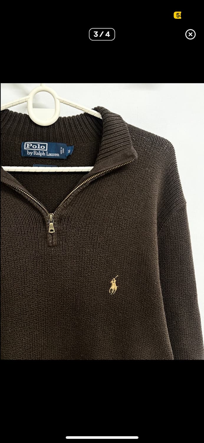 폴로 정품 브라운 니트 반집업 상품이미지1