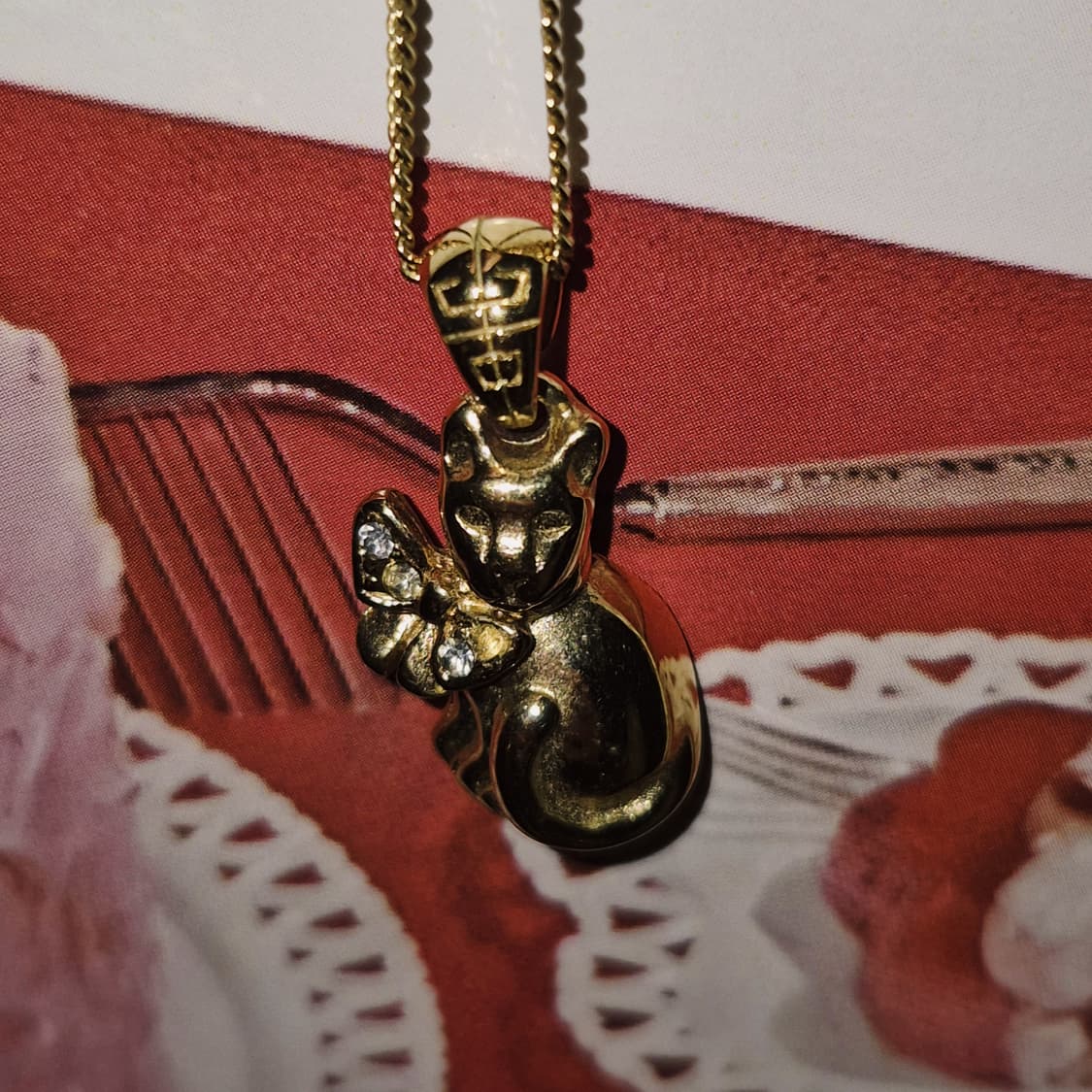 90s 프랑스 지방시 리본 고양이 목걸이 상품이미지9