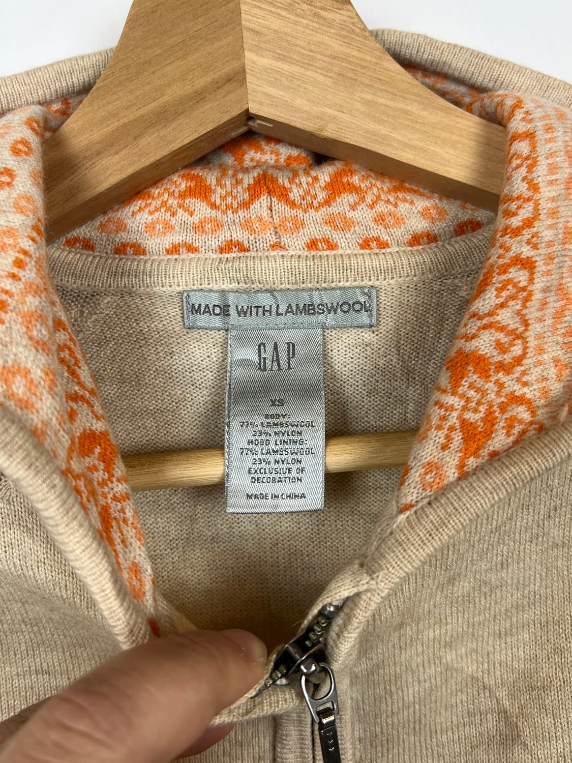 O153 GAP 램스울 혼방 후드 집업 XS 상품이미지3