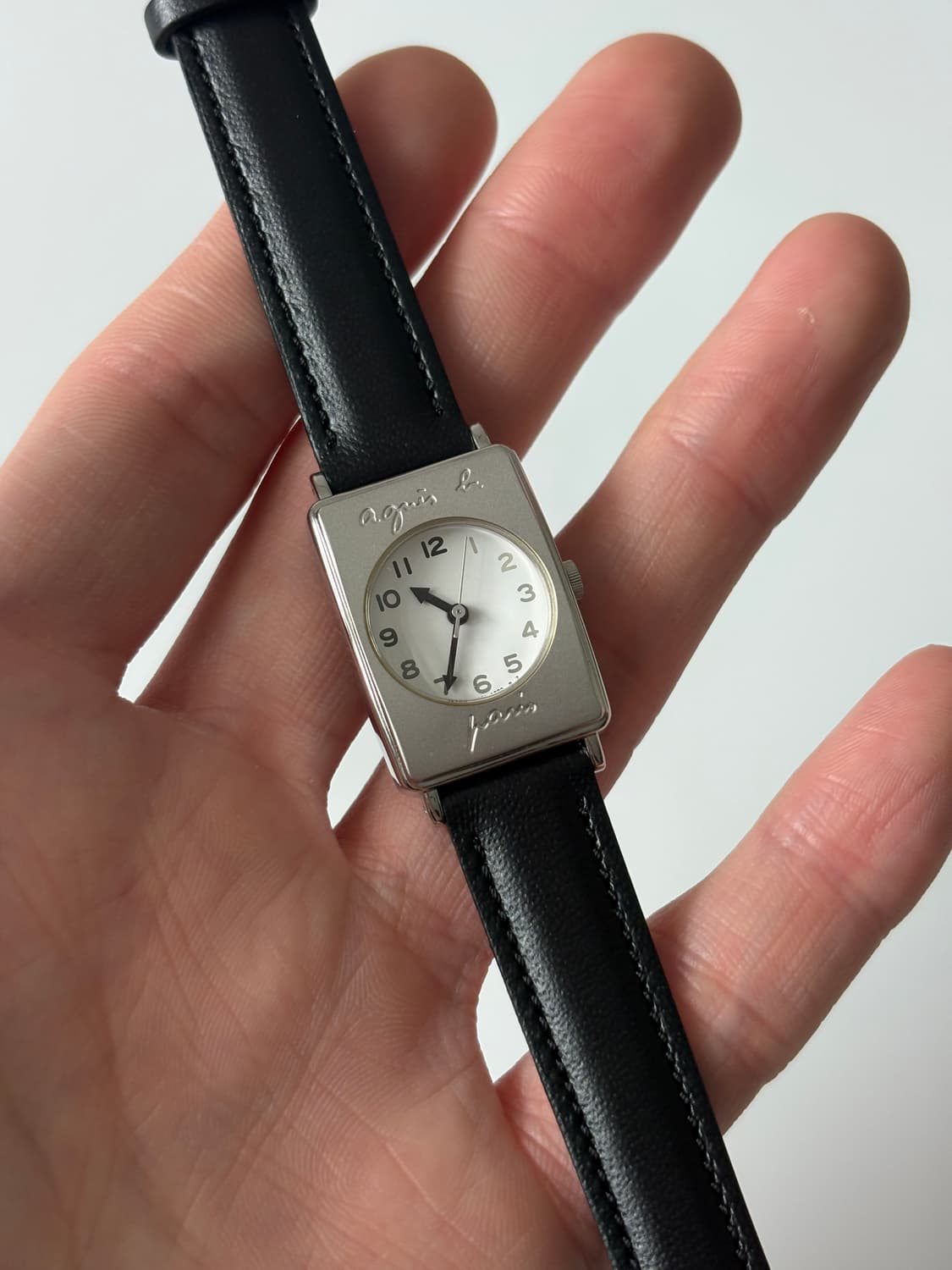 아네스베 Agnès b. 실버 스퀘어 쿼츠 여성 상품이미지2