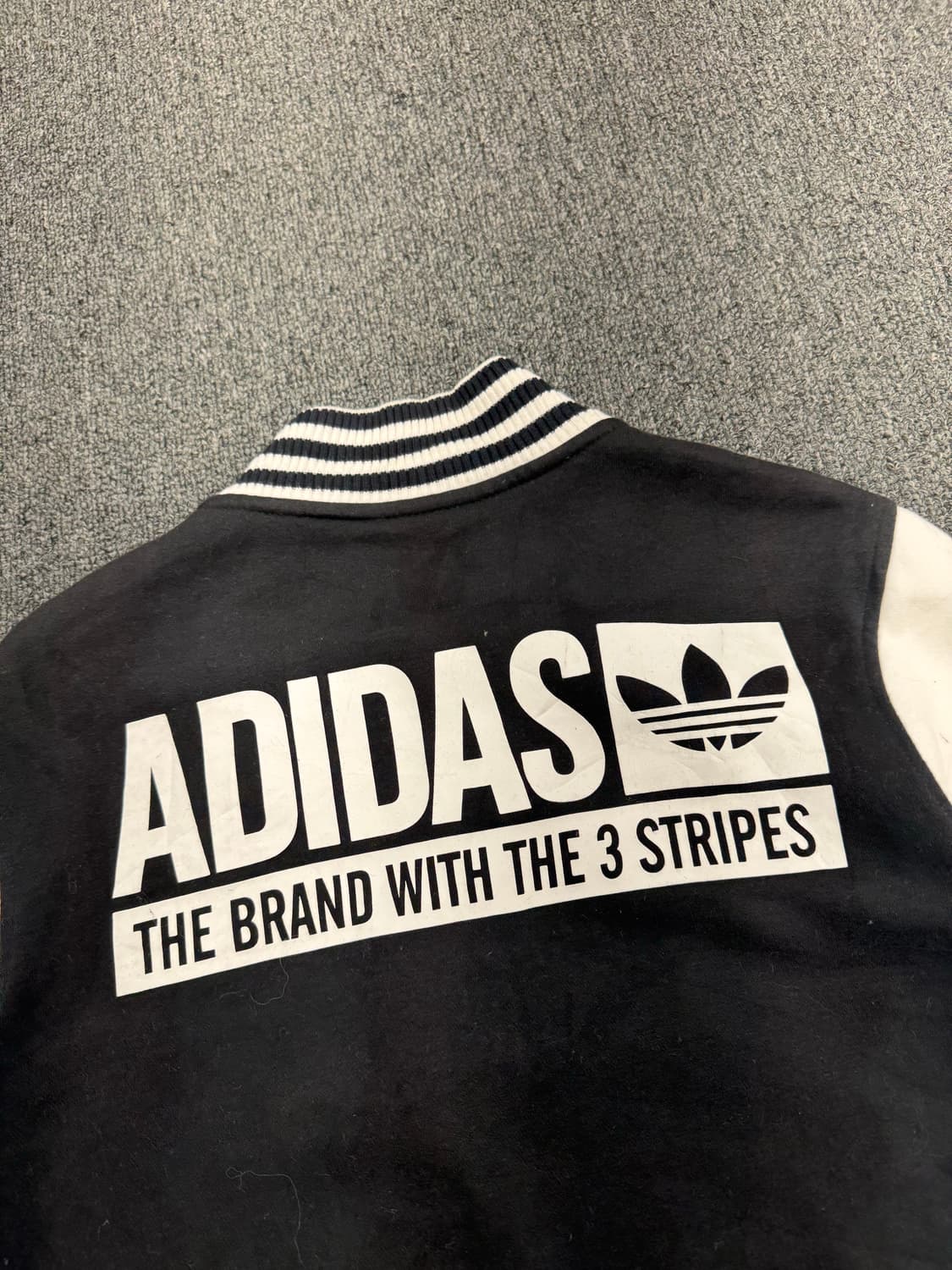 L)아디다스 빈티지  블랙 화이트 코튼 바시티 자켓 상품이미지6