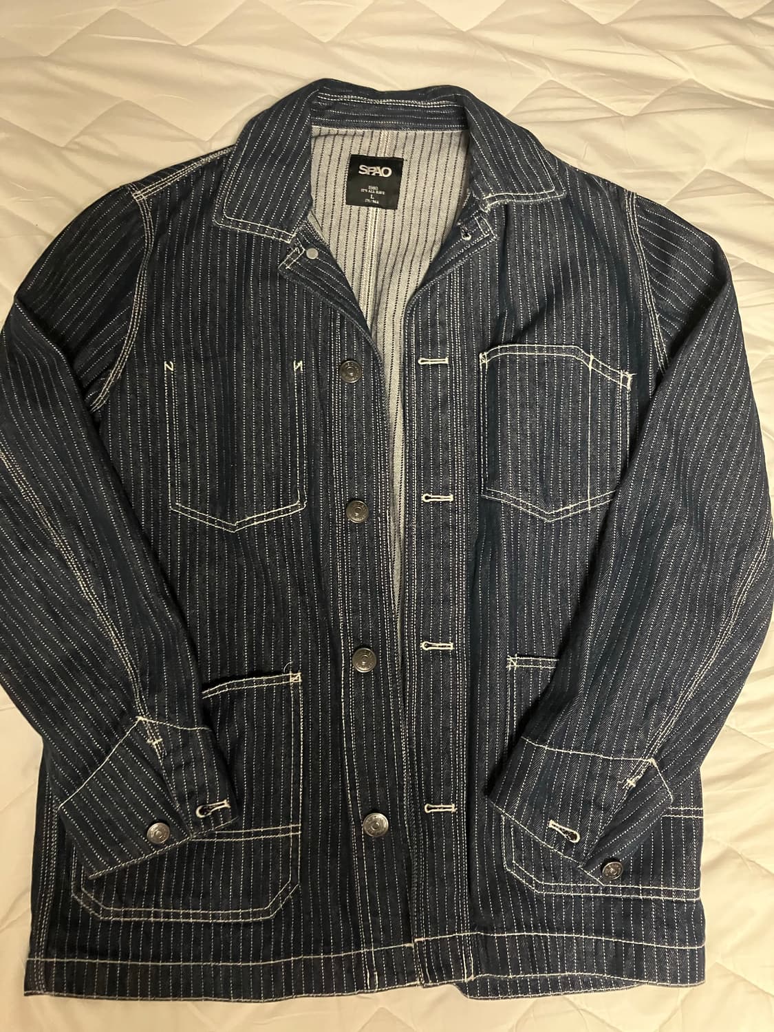 SPAO 스트라이프 데님 워크 자켓 상품이미지1