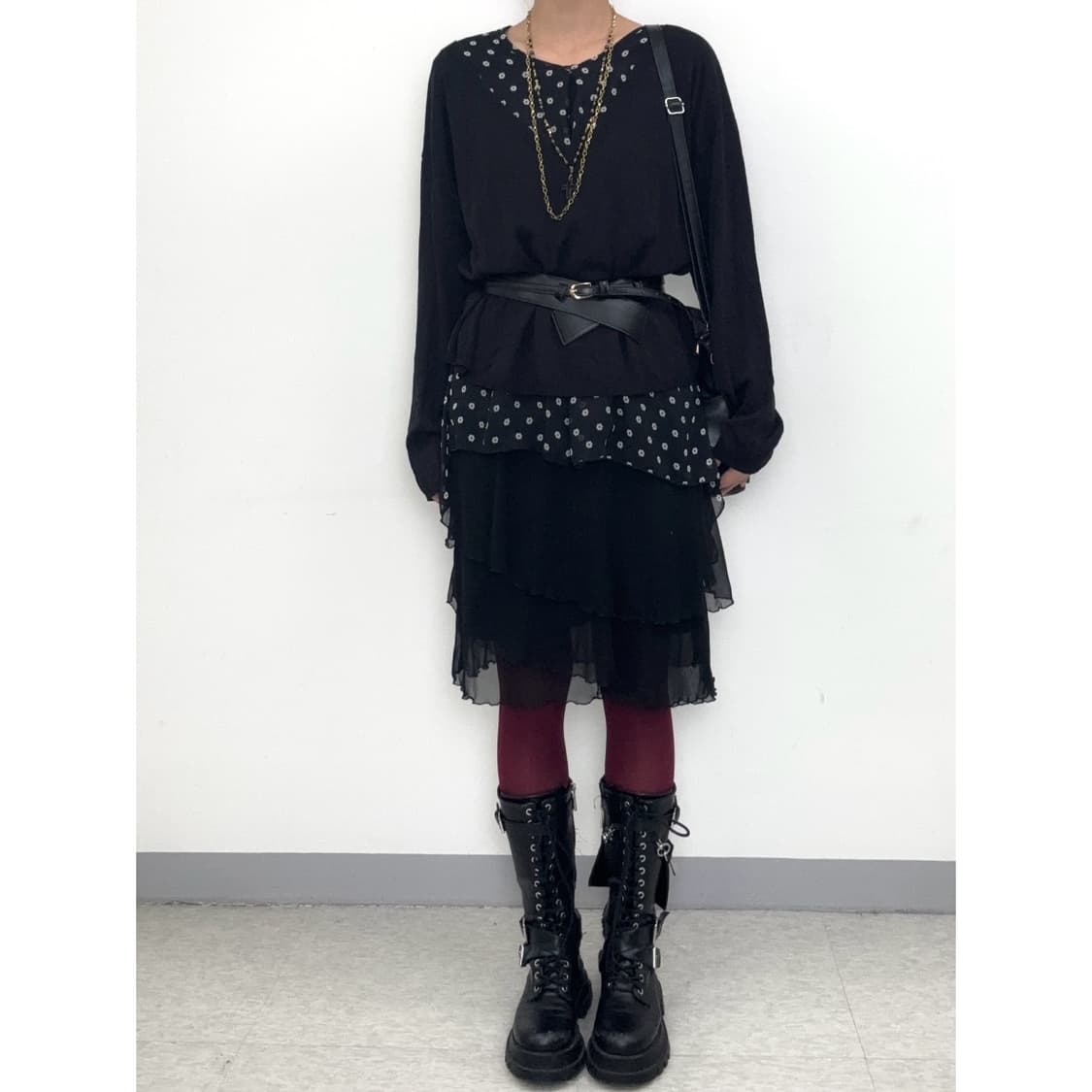 빈티지 블랙 미디 스커트 상품이미지1