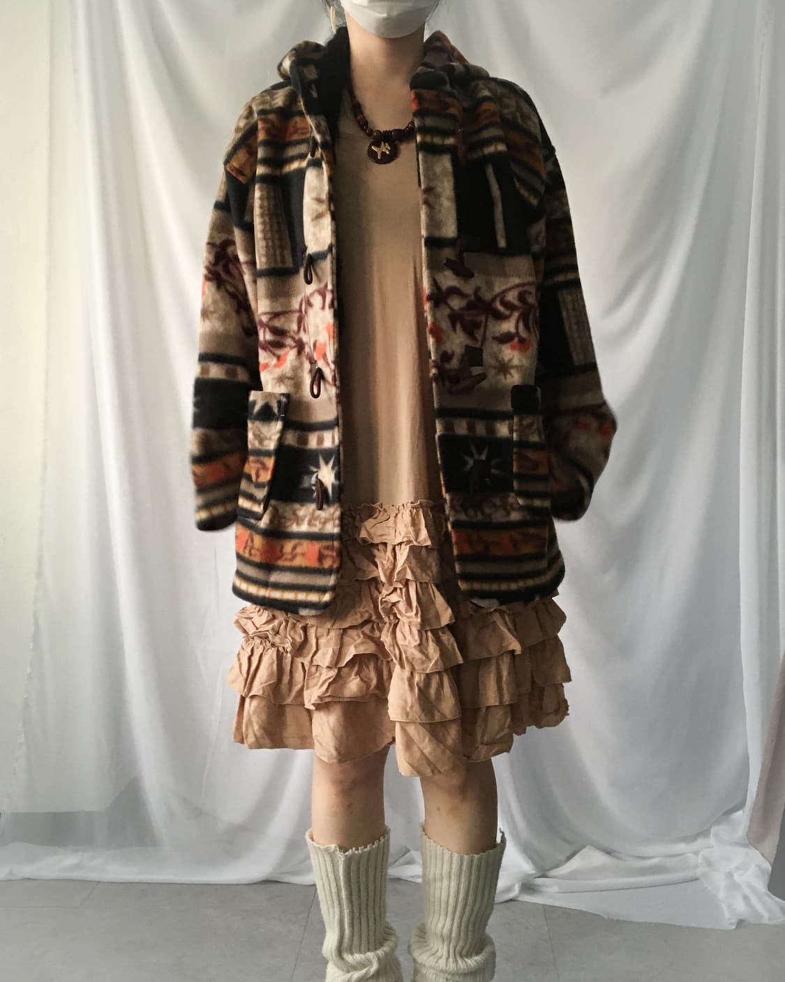 Duffle button ethnic mood hood fleece 상품이미지5