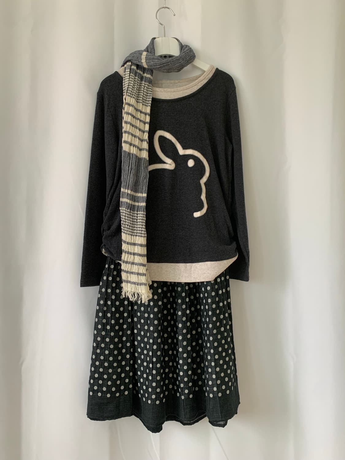 빈티지 도트 토끼 코디세트 상품이미지1