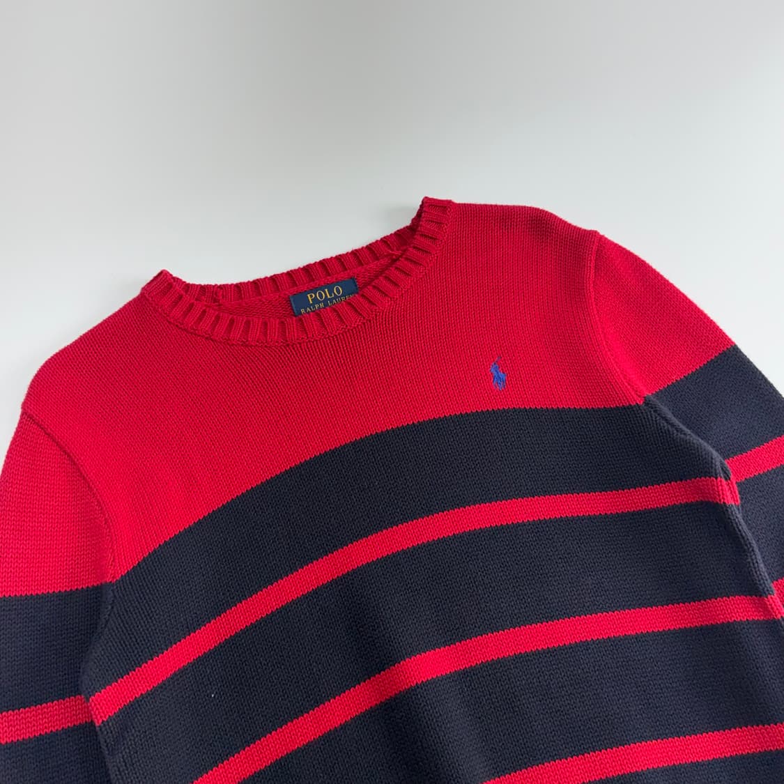 Polo 폴로 블루 포니 레드 네이비 단가라 니트 상품이미지4