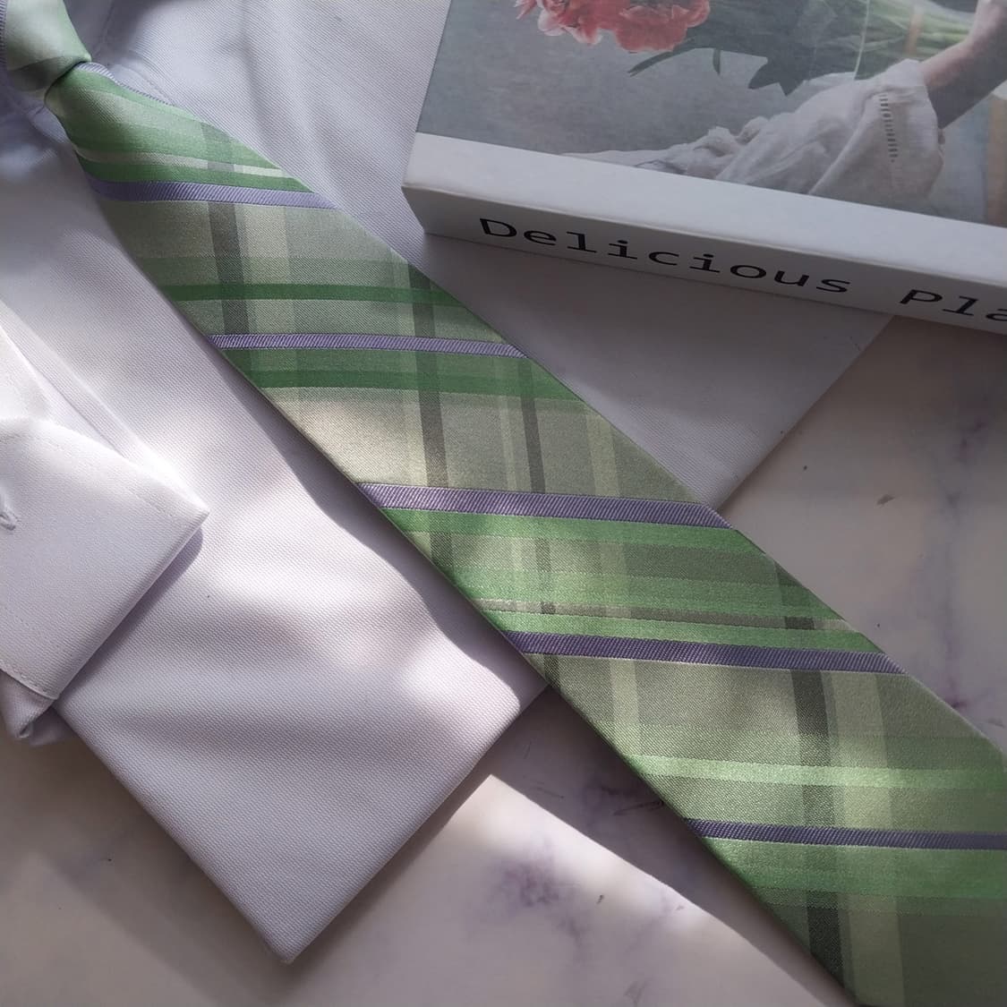 에스.티. 듀퐁 실크 그린 체크 넥타이 8.4cm B등급 K2356
 상품이미지5