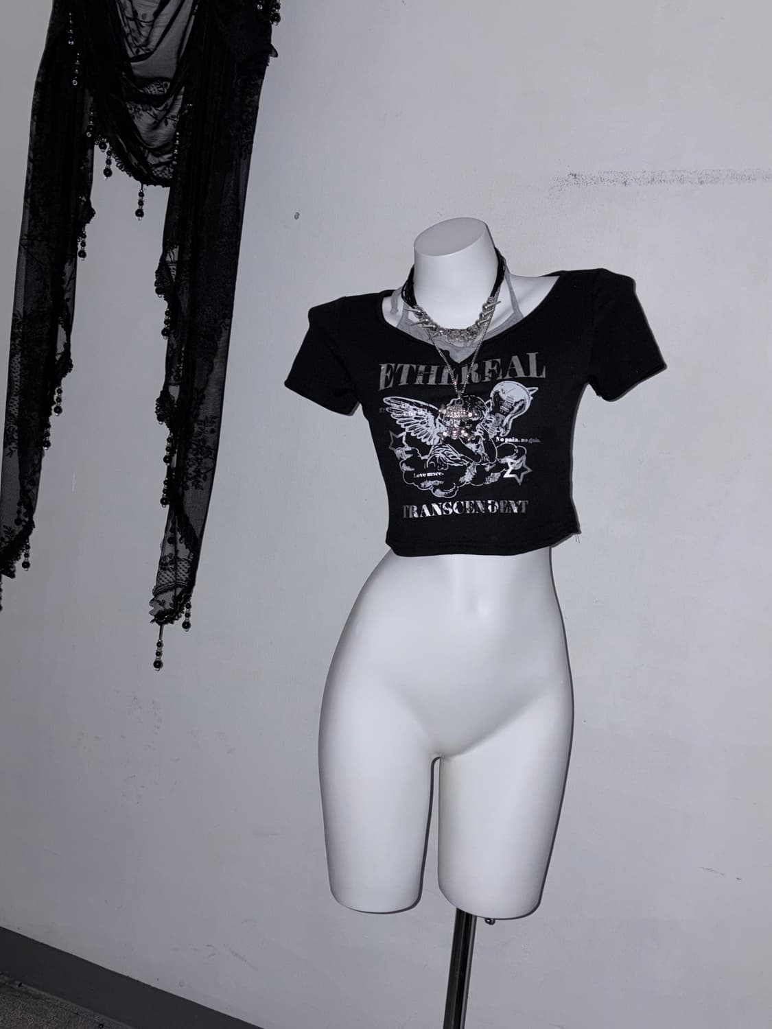 그레이 무채색 빅 스트라이프 원피스 후드집업 너드 도쿄 펑크 00s  상품이미지7