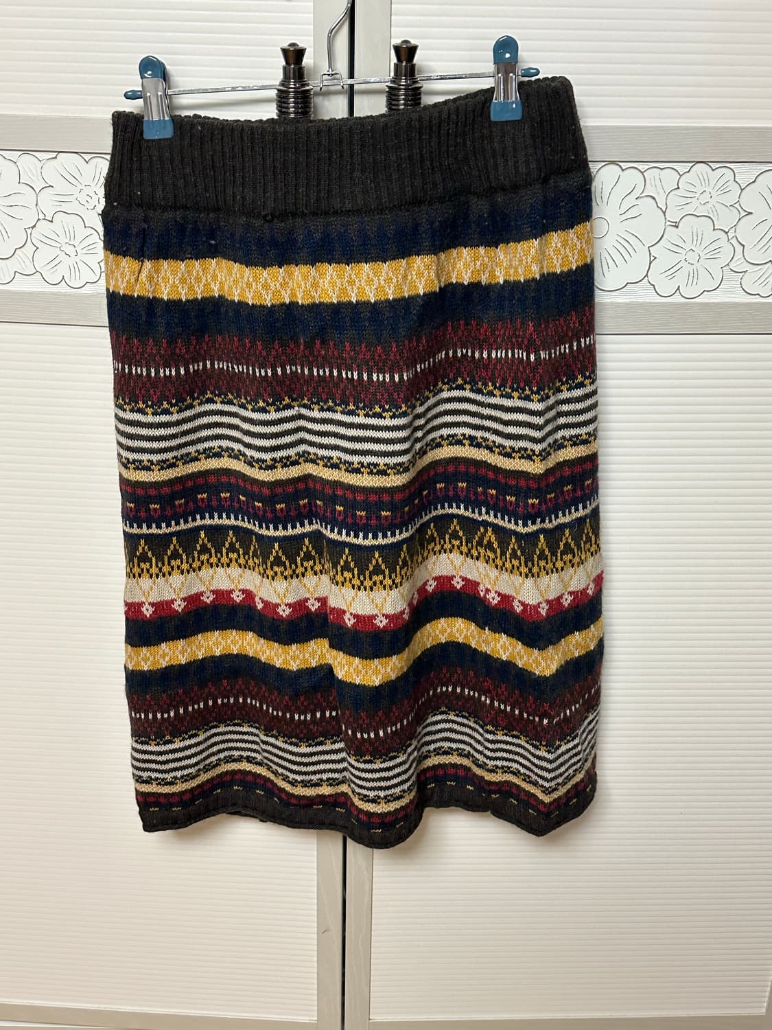 빈티지 패턴 니트 미디 스커트 상품이미지1