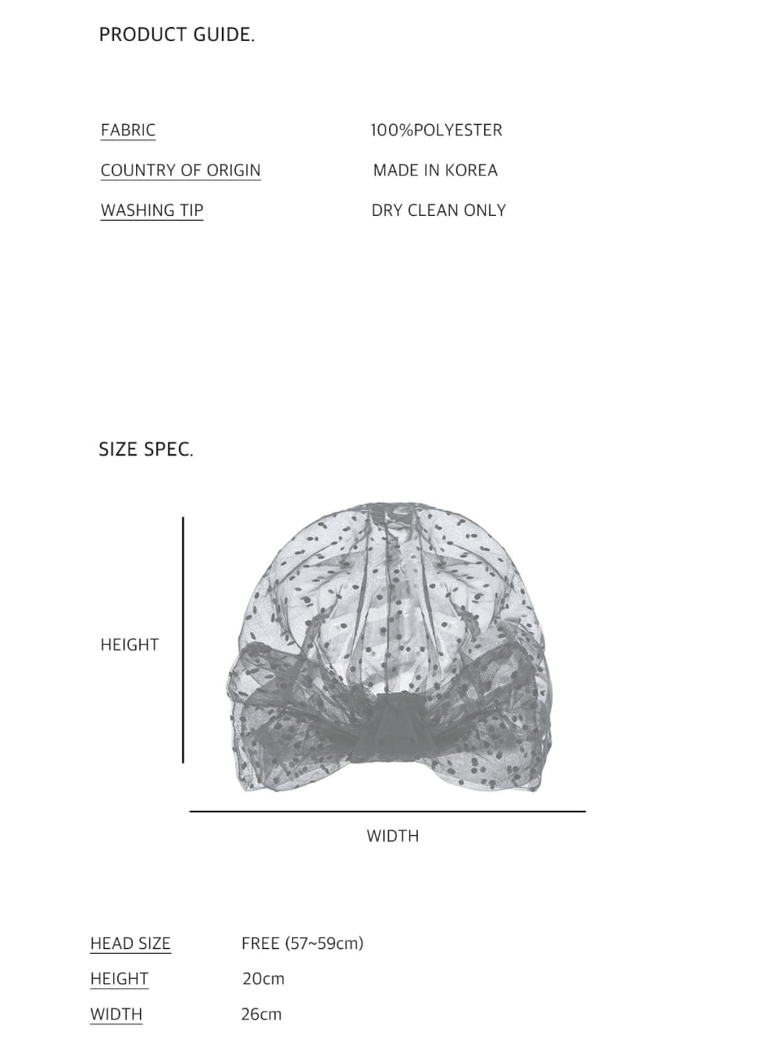 포에지담 POLKA DOT TURBAN IN BLACK 상품이미지4