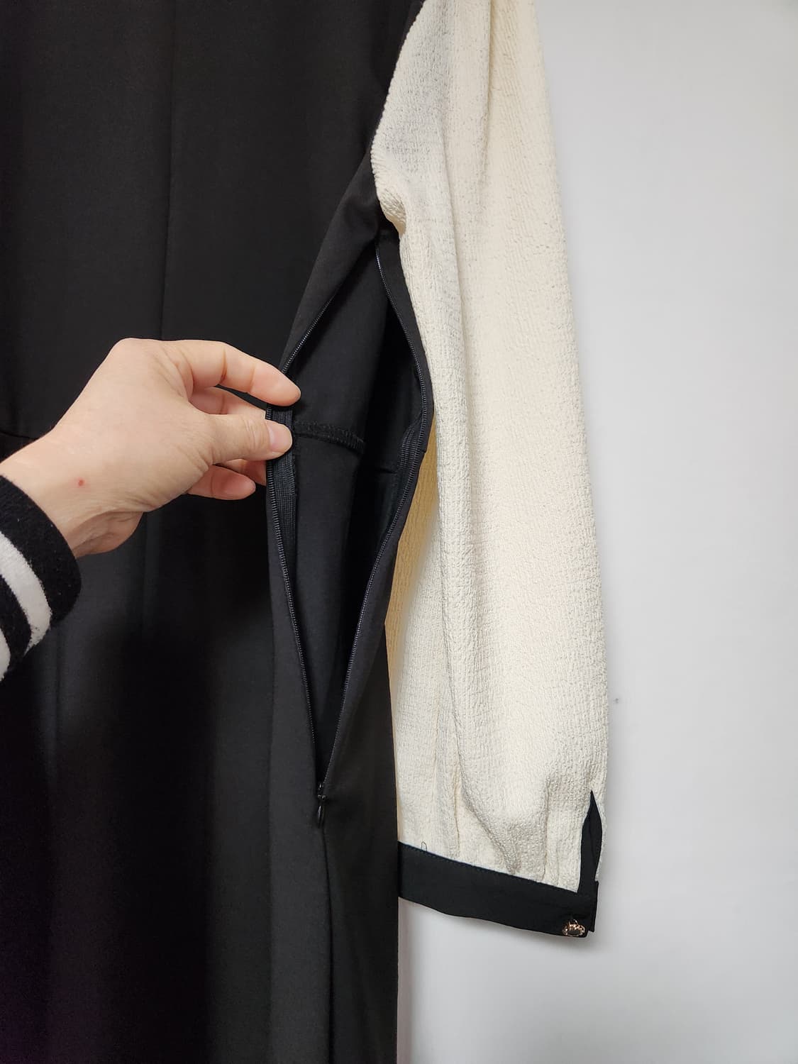 배색 블랙 롱 원피스 77 상품이미지4