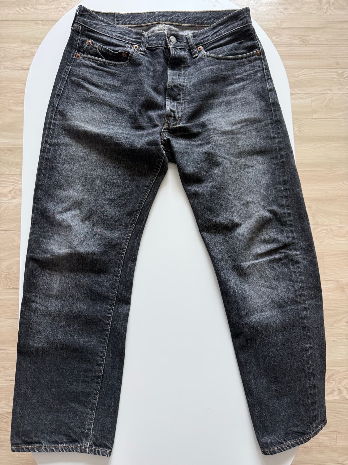 웨어하우스 블랙데님 흑청 워싱 33사이즈(실32사이즈) 상품이미지1