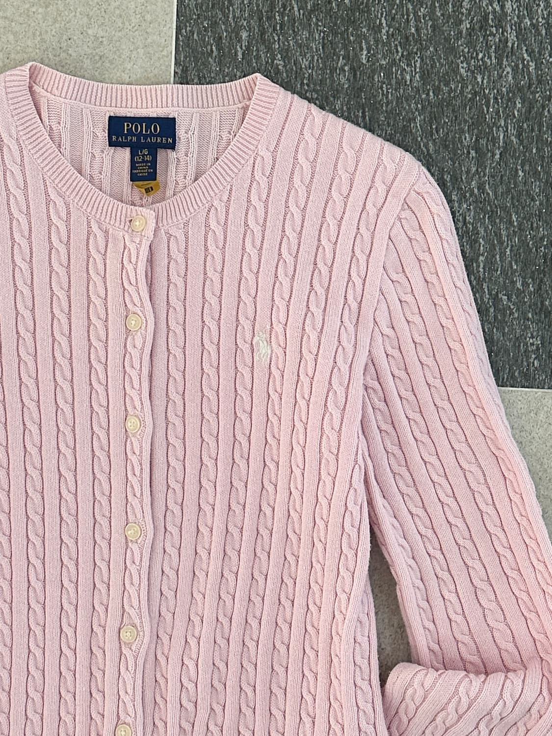 폴로 랄프로렌 연핑크 화이트포니 케이블 니트 가디건  상품이미지6