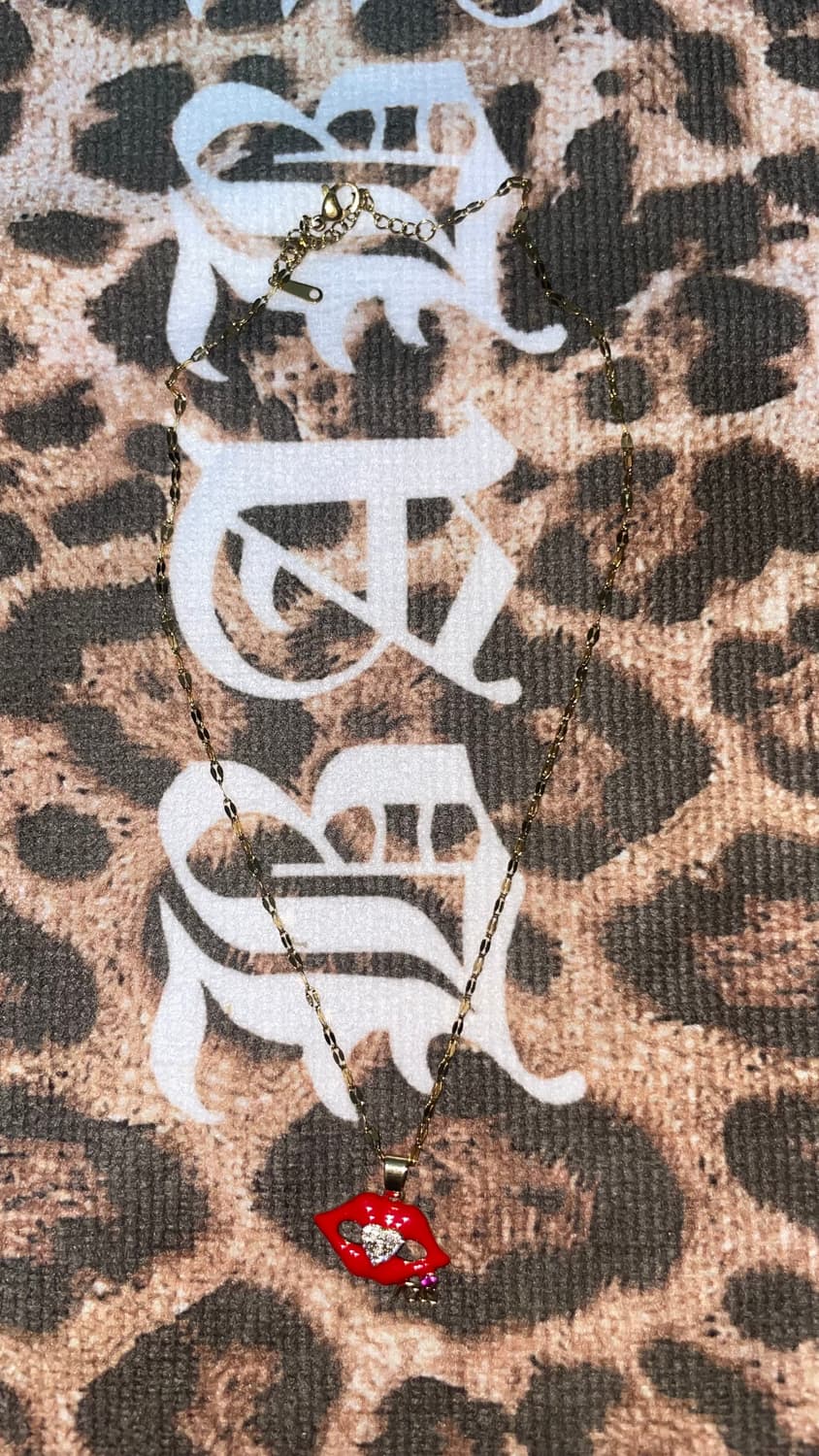 y2k 빈티지 오네갸루 입술 목걸이 상품이미지2