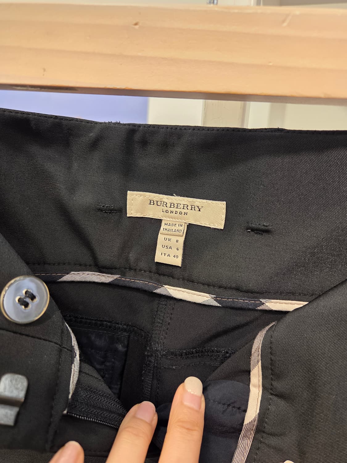 버버리 블랙 로우 웨스트 스트레치 팬츠 상품이미지5