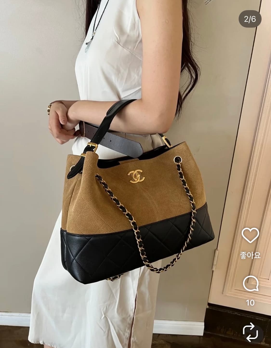 샤넬 투톤 스웨이드 숄더백 상품이미지2