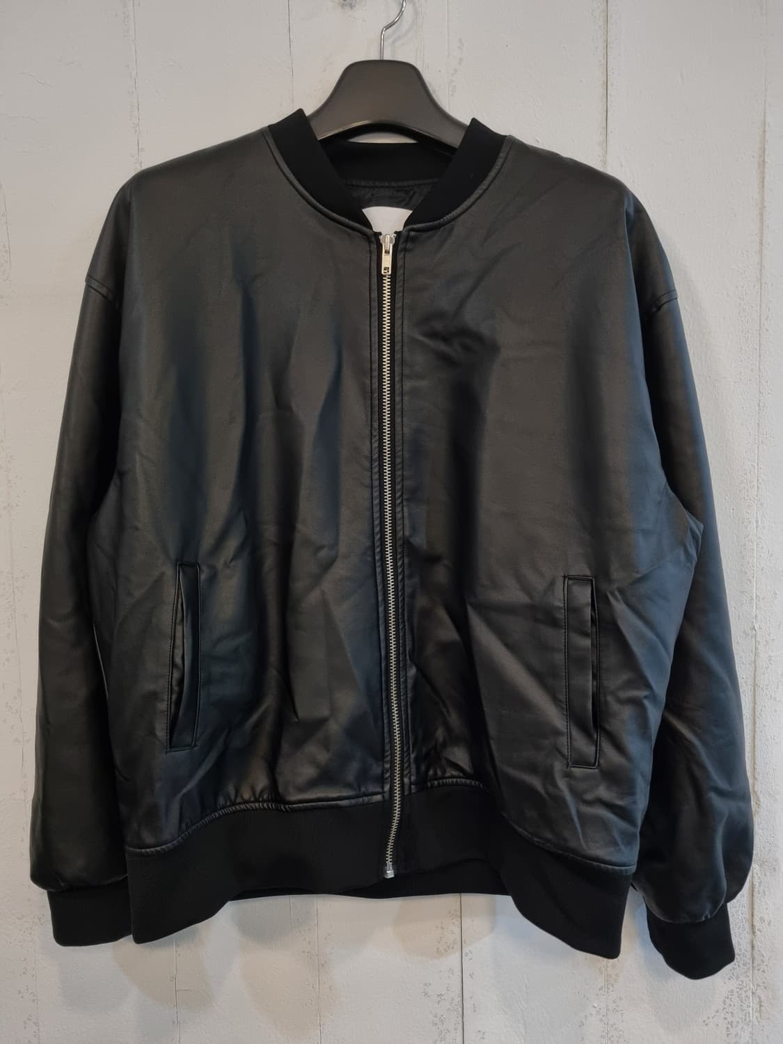 NEVER 블랙 레더 봄버 자켓 105 상품이미지2