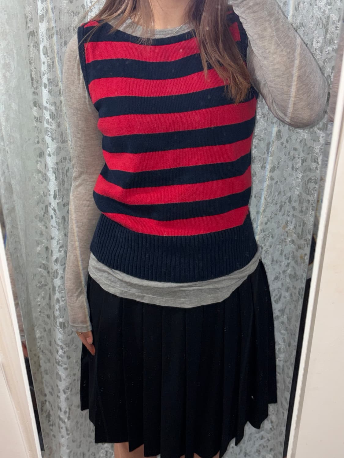 블랙 플리츠 스커트 상품이미지4