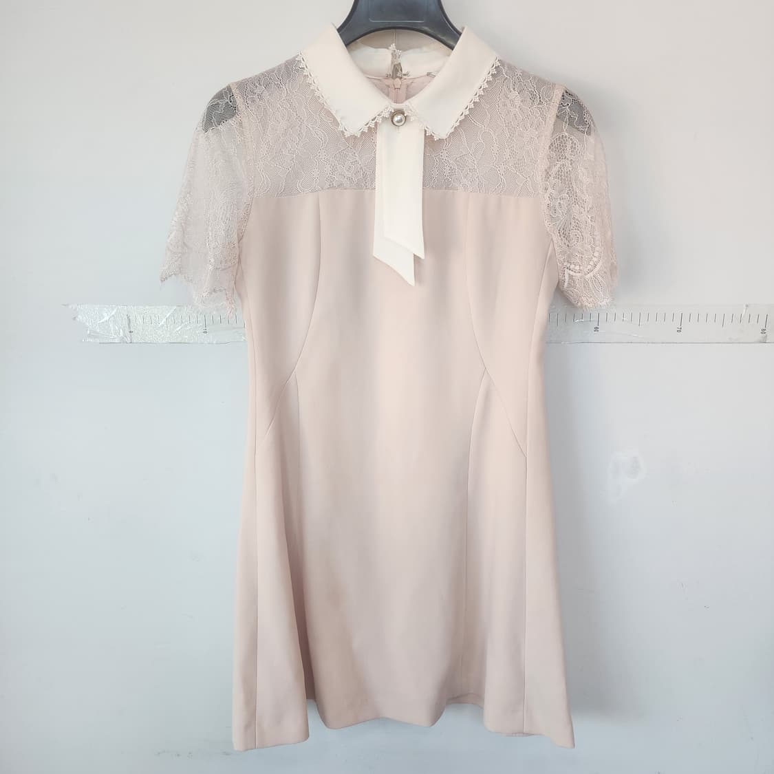 지고트 레이스 카라 리본 반팔 원피스 상품이미지1