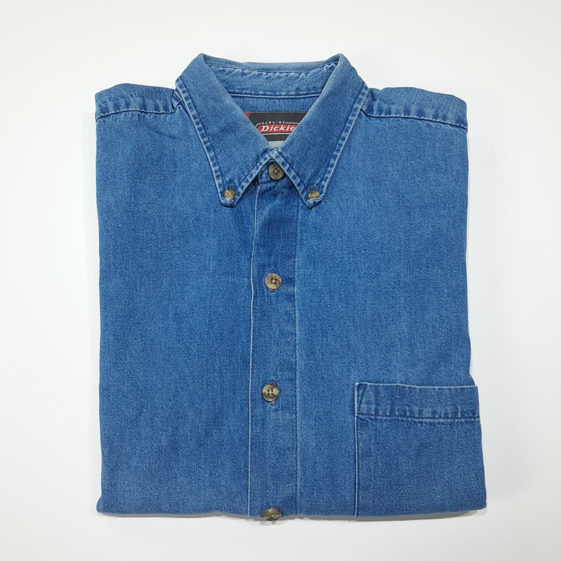 CL511 M 디키즈 90s 멕시코판 코튼 버튼다운 중청 데님셔츠 남방 상품이미지10
