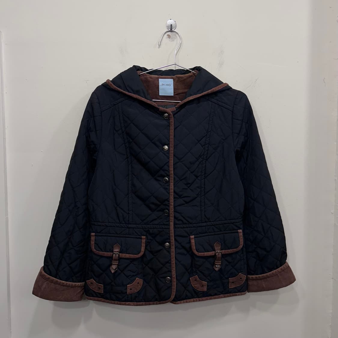 BCBG 코듀로이 레더 후드 퀼팅자켓 상품이미지2