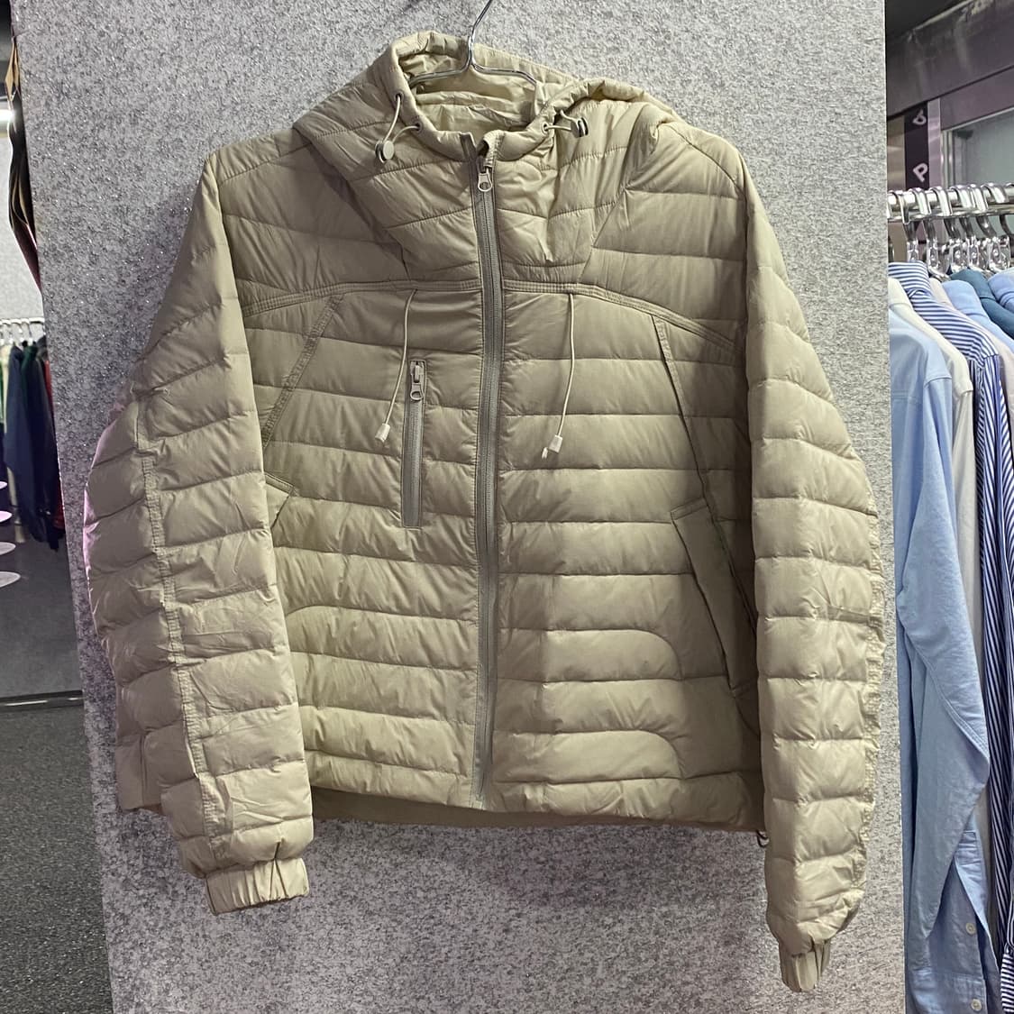 빈티지 후디 스트링 베이지 경량패딩 B3268 상품이미지2