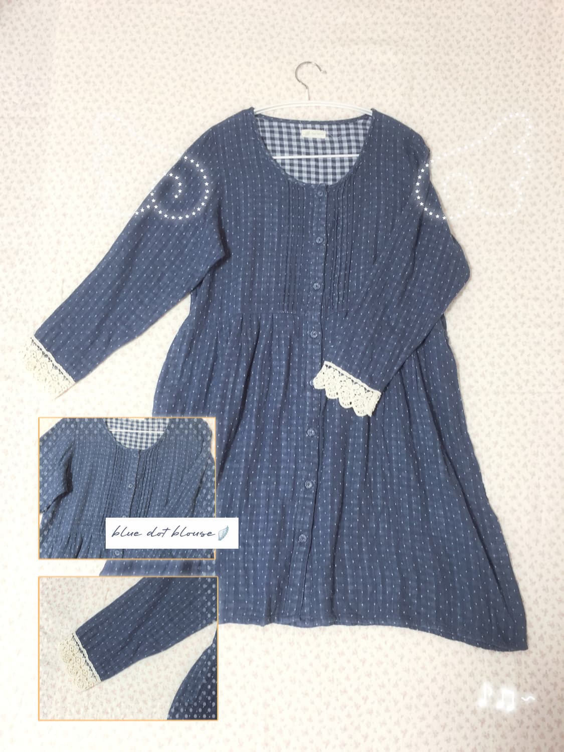 빈티지 모리걸 블루 도트 블라우스 상품이미지1