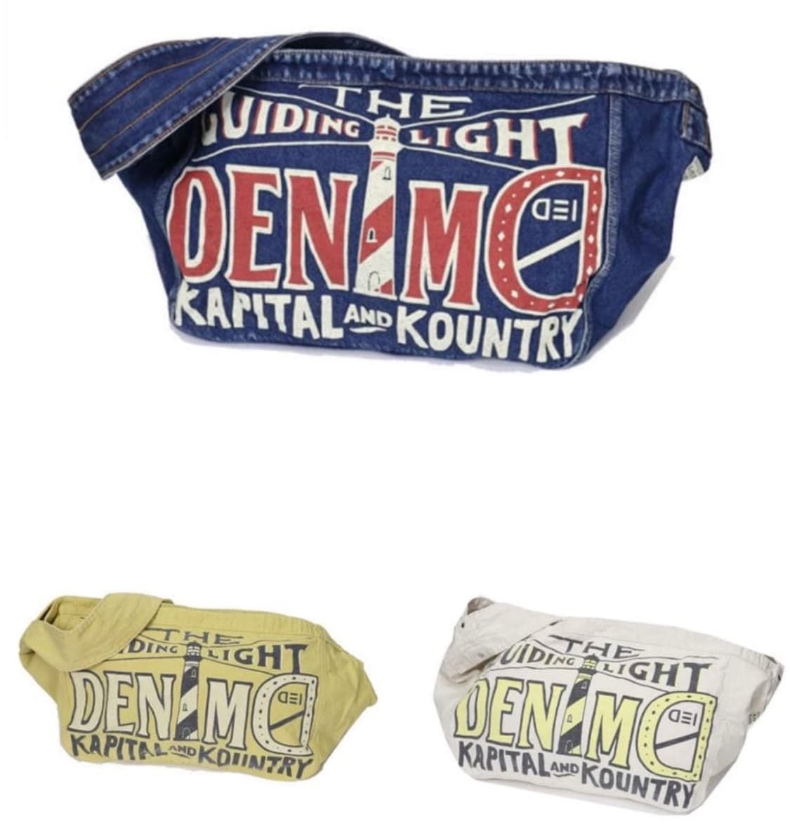 (착샷o) KAPITAL 캐피탈 캔버스 뉴스페이퍼 숄더백 화이트  상품이미지3