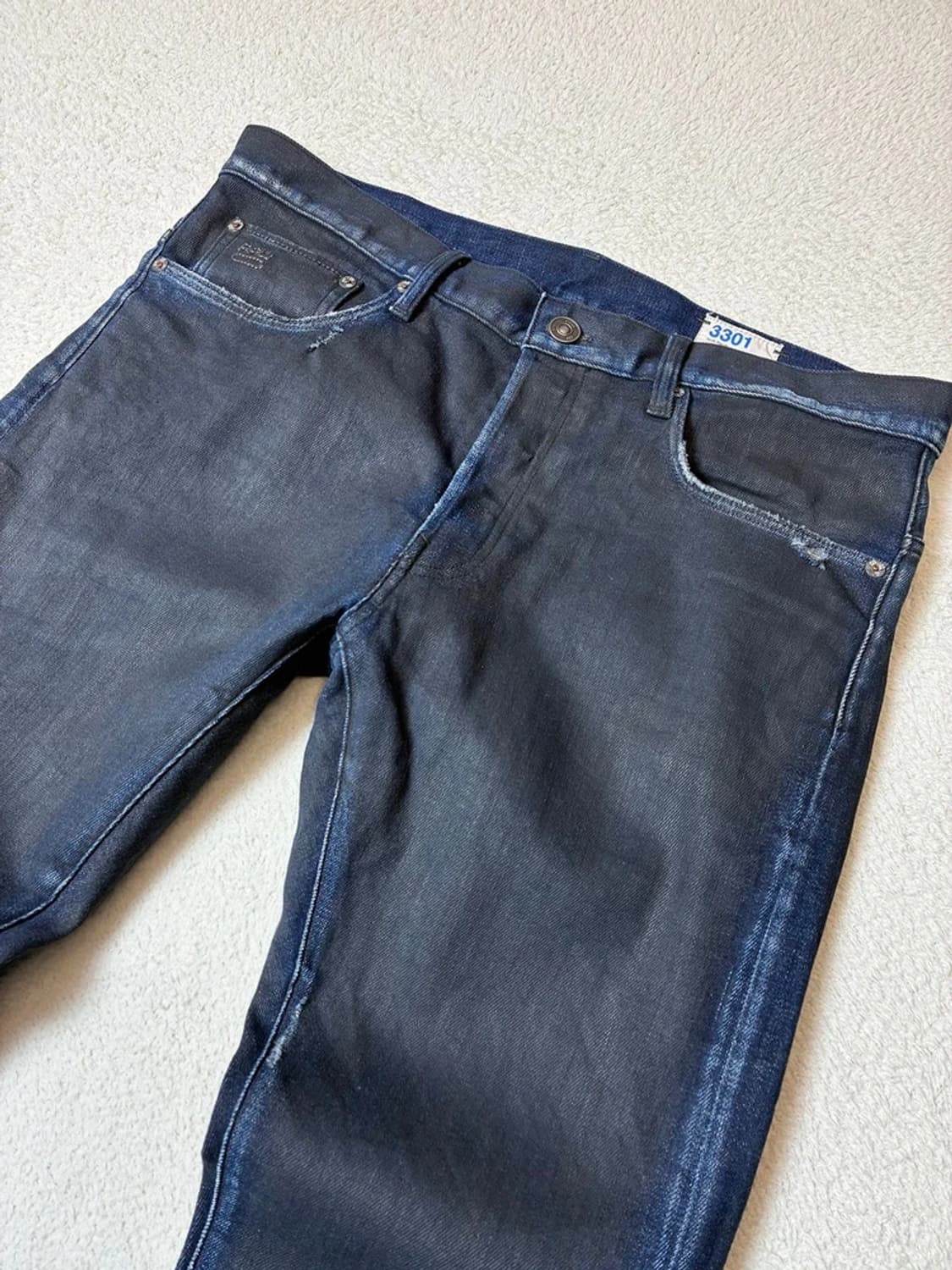 지스타로우 3301 왁스드 스트레이트 데님 팬츠 PN7939 상품이미지2