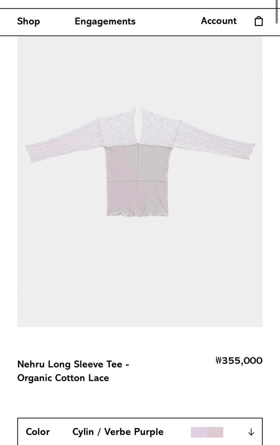 [S,L]베이스레인지 Nehru 레이스 롱 슬리브리스 탑/벌비 퍼플 상품이미지7