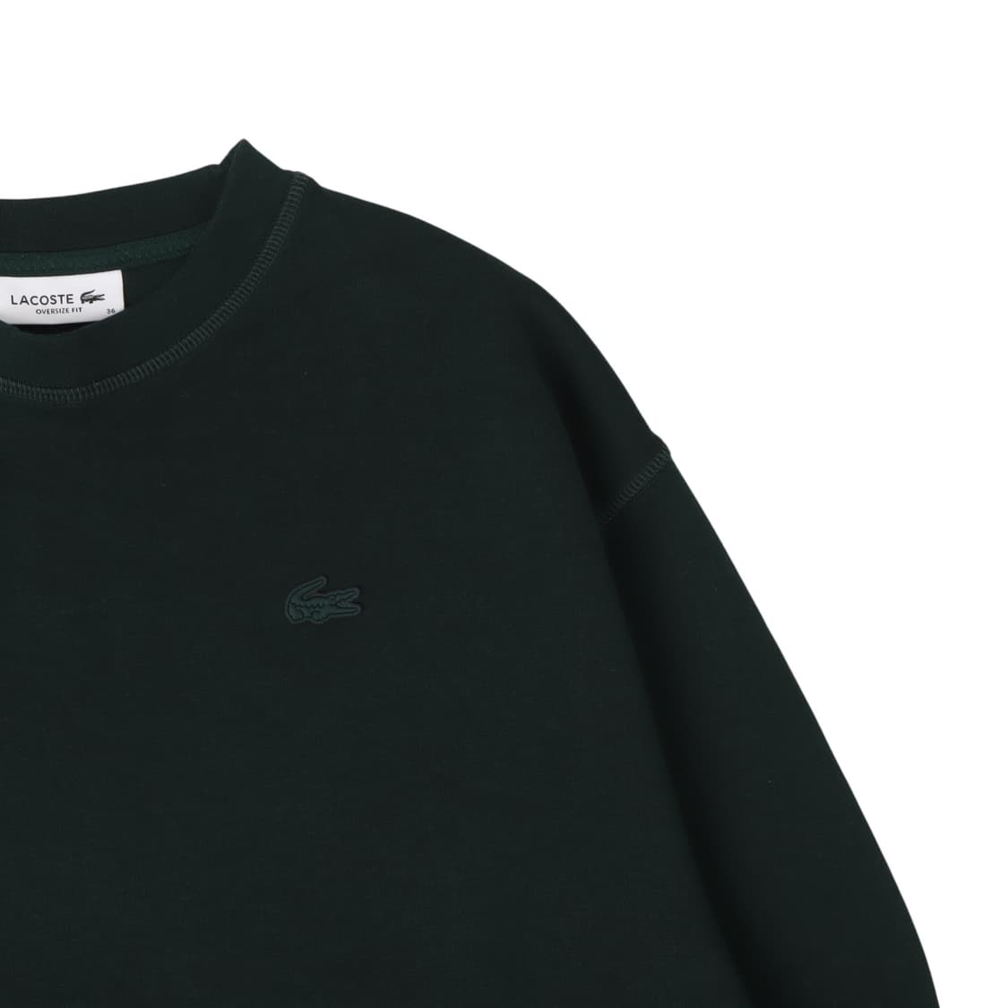 라코스테 우먼스 그린 오버사이즈핏 크롭 맨투맨 상품이미지3